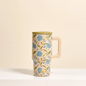 20 oz Lifestyle Flip Straw Tumbler–Poppin' Petals Aqua