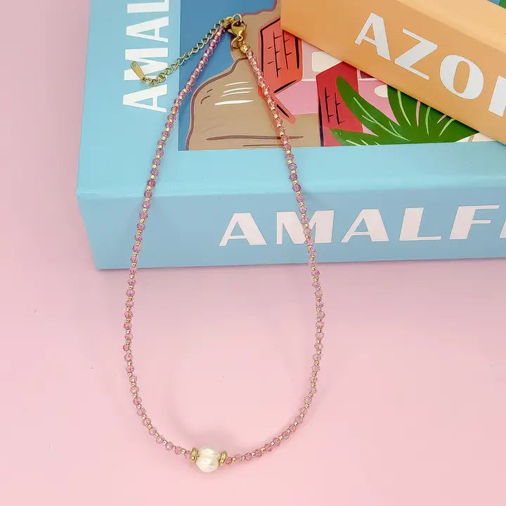 Glowy Bean Necklace- PINK