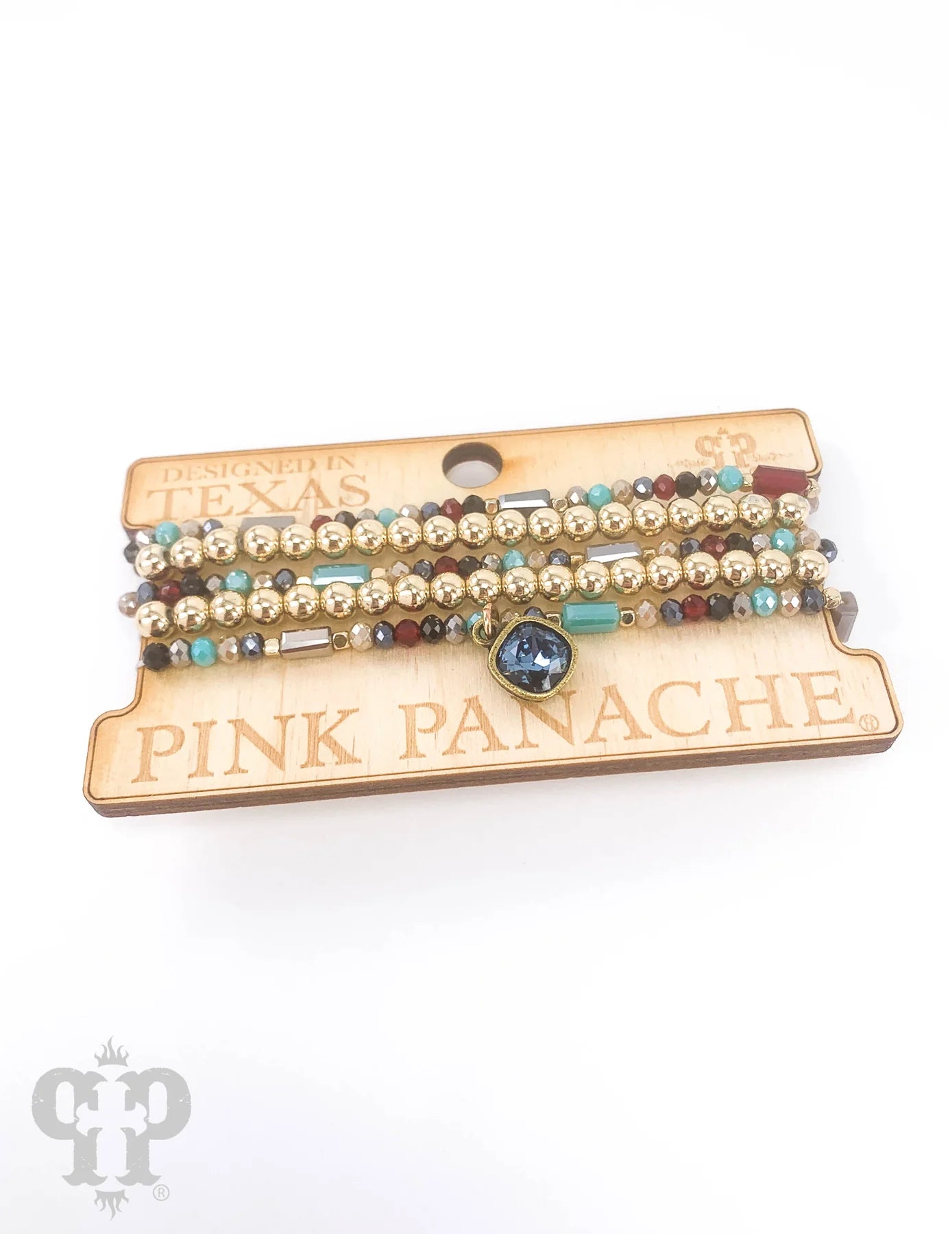 Denim Blue 5 strand pink panache bracelet set