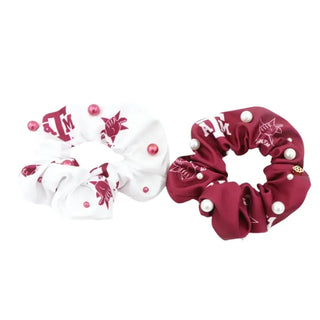 Texas A&M White and Maroon Dual Scrunchie