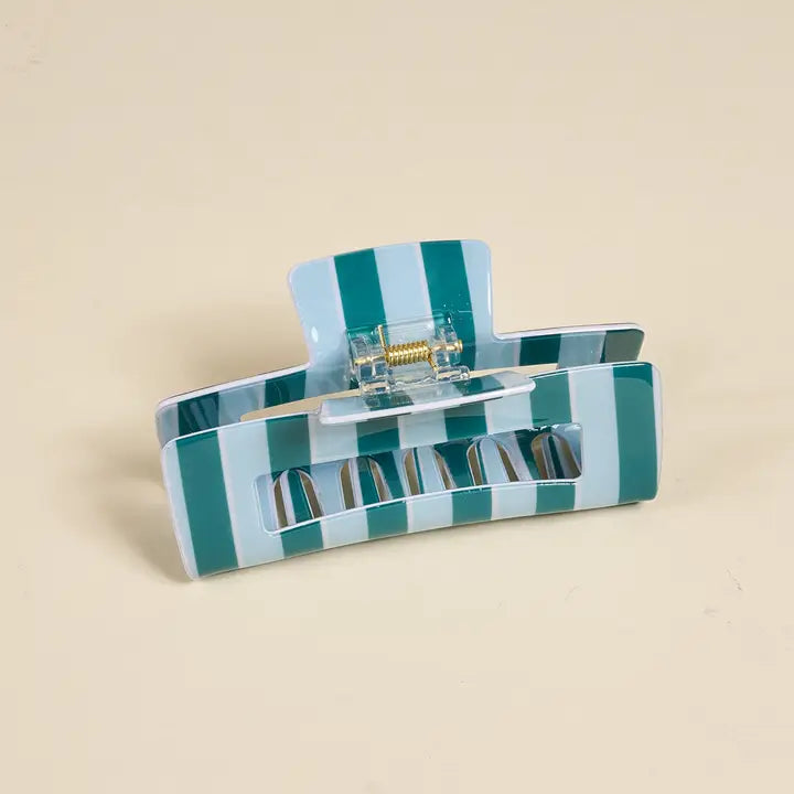 Claw Clip–Sicily Stripes Teal