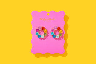 Paige Drop Earrings - Circles w/ Colorful Gems