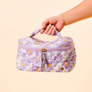 Glam & Go Quilted Cosmetic Bag-Bouquet Beauty Purple