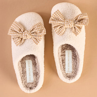 Betty Bow Maple Gingham-Fuzzy Slippers