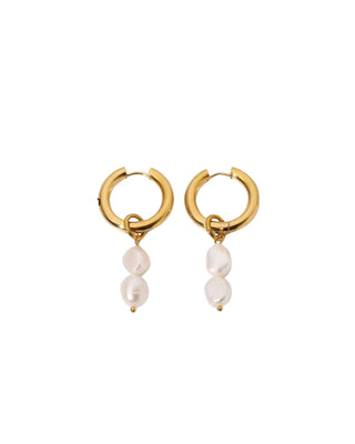 Isabelle Double Pearl Hoop : Hypoallergenic and Water Resistant