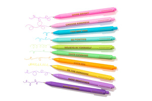 LIME GREEN Gel Pen Set - Motivational - Asst Colors - 10 Piece Set
