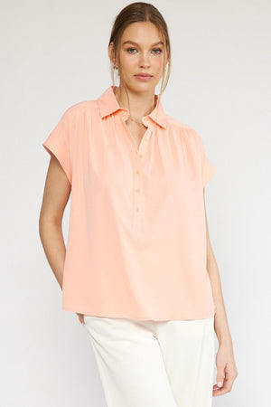 PEACH BUTTON UP TOP