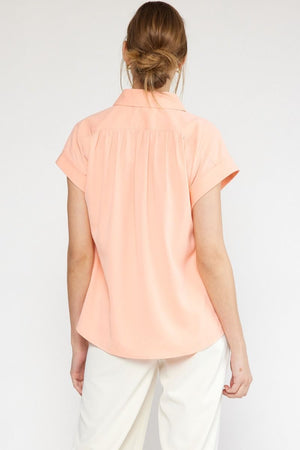 PEACH BUTTON UP TOP