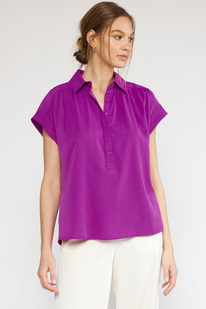 PURPLE BUTTON UP TOP