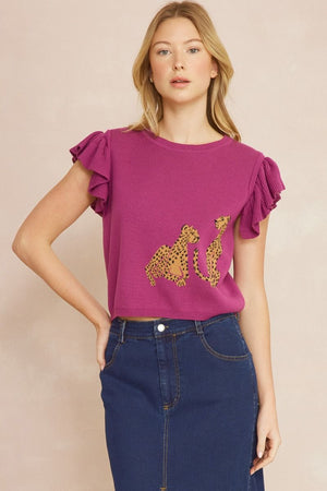 ORCHID LEOPARD CROPPED SWEATER