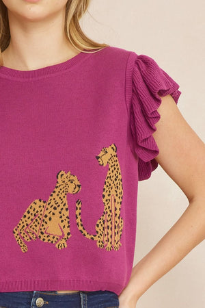 ORCHID LEOPARD CROPPED SWEATER