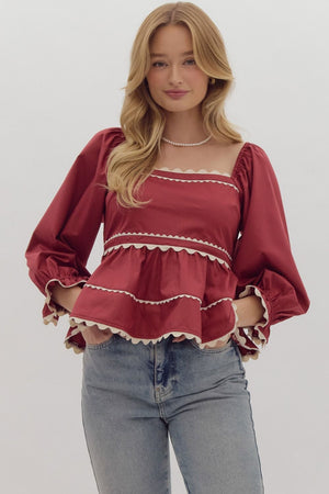 LEAH CRANBERRY TOP