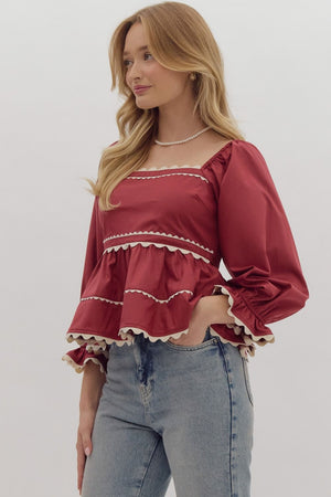 LEAH CRANBERRY TOP