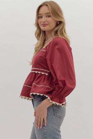 LEAH CRANBERRY TOP