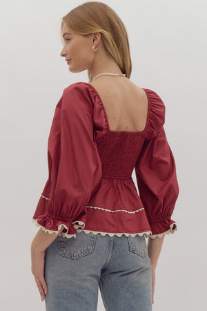 LEAH CRANBERRY TOP