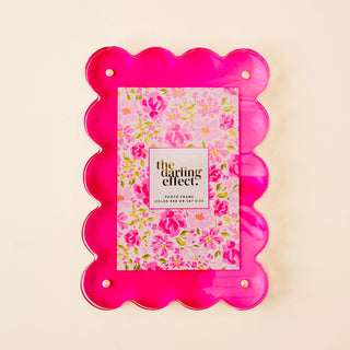 Rectangle Scalloped Acrylic Frame-Hot Pink