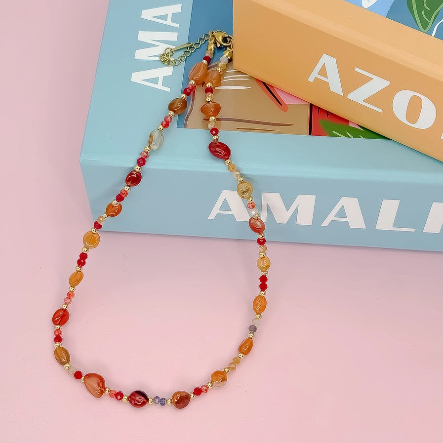Colors of Autumn Beads Necklace-RED