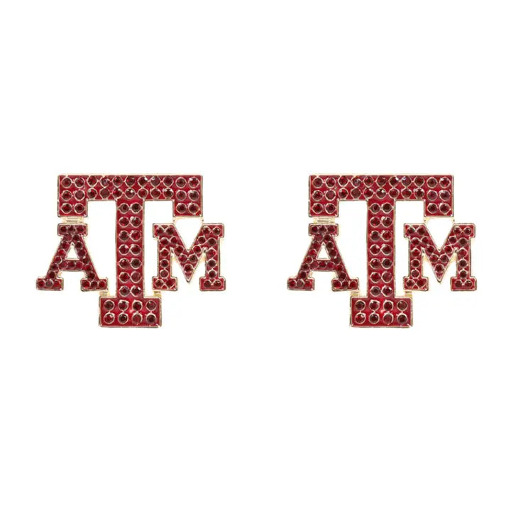 Texas A&M Pavé Logo Studs