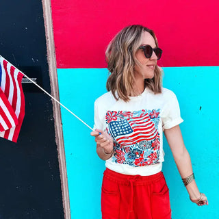FLAG & FLOWERS TEE