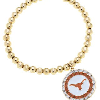 Texas Longhorns Pave Disc Ball Bead Stretch Bracelet