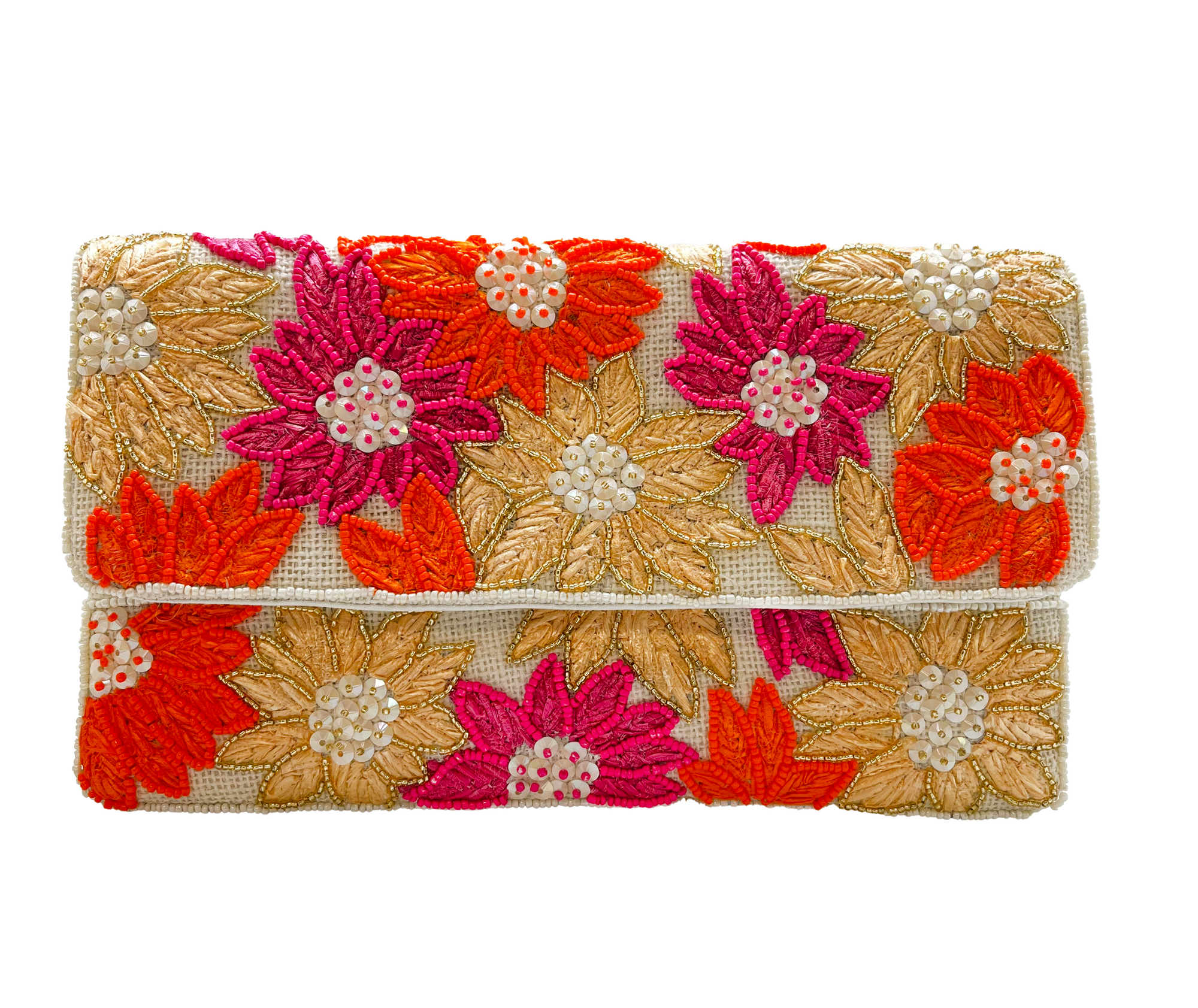 PINK, ORANGE, PURPLE FLORAL LA CHIC CLUTCH