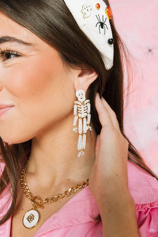 FRIENDLY SKELETON PEARL EARRINGS
