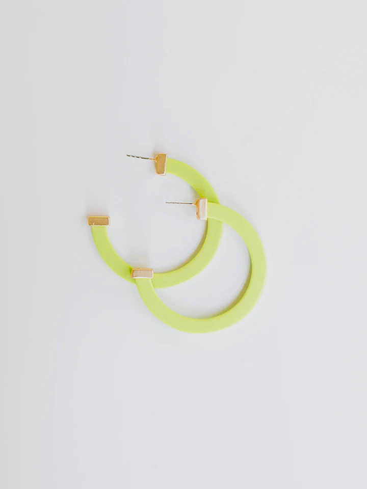 LIME GREEN LARGE CLASSIC ACRYLIC HOOP MICHELLE MCDOWELL