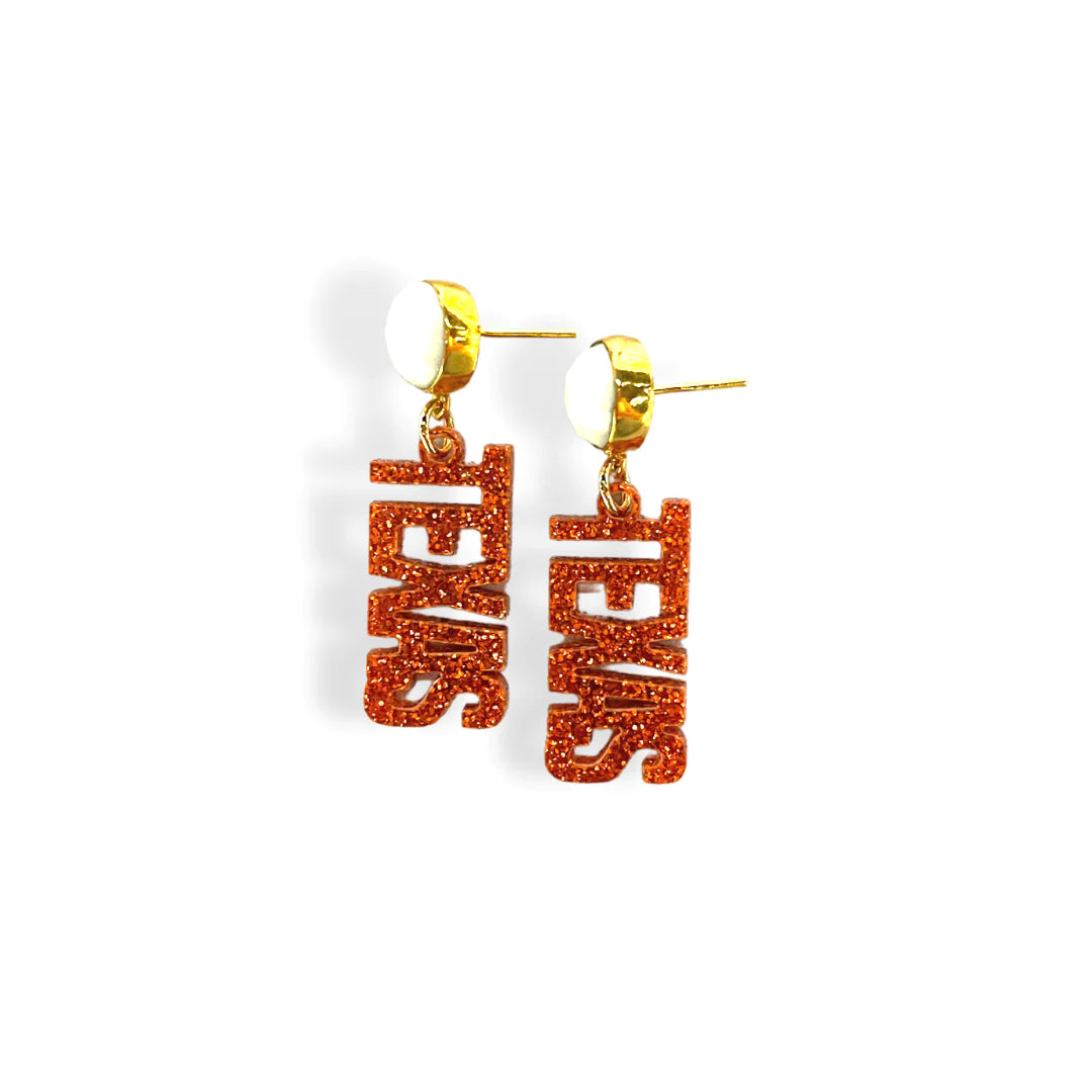 MINI ORANGE GLITTER TEXAS EARRINGS