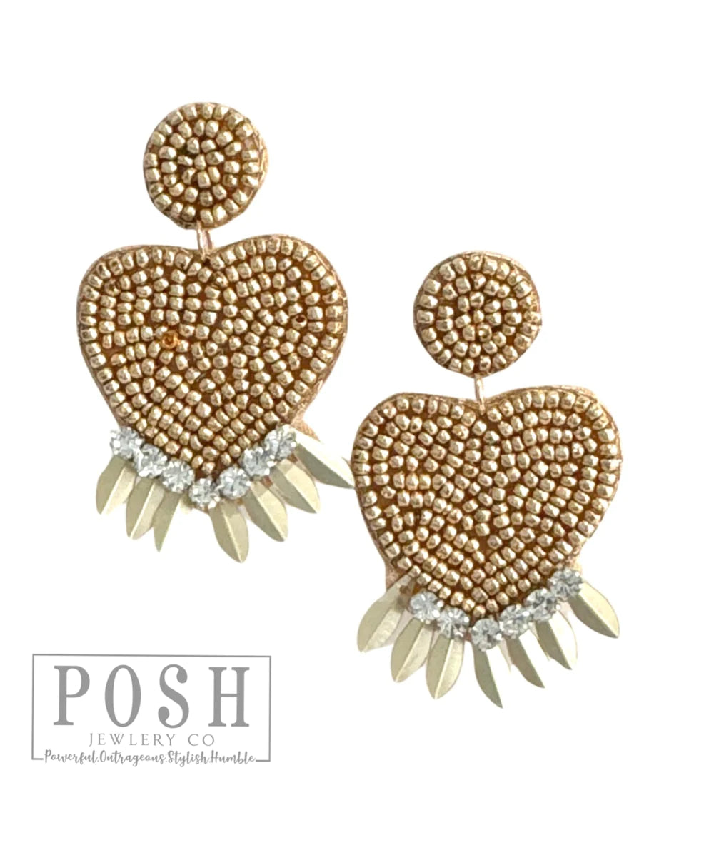 VALENTINE BEAD HEART EARRING 9PE444 gold