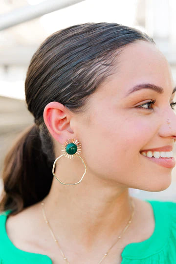 Green- Gameday Sunburst Hoop earrings Taylor Shaye