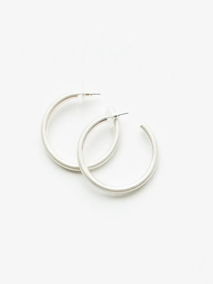 HEATHER BRUSHED SILVER EARRINGS
