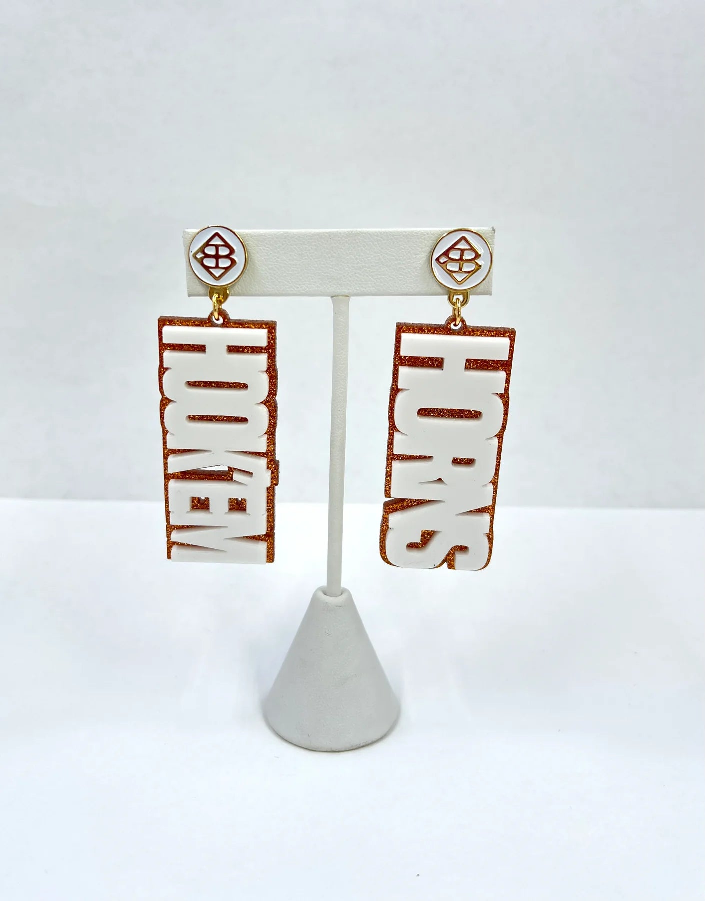 WHITE HOOK'EM HORNS EARRINGS