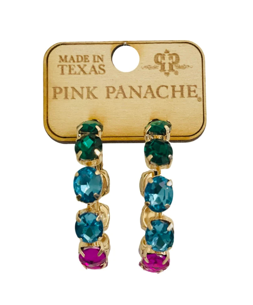 Jewel tone multi-color rhinestone pink panache hoop