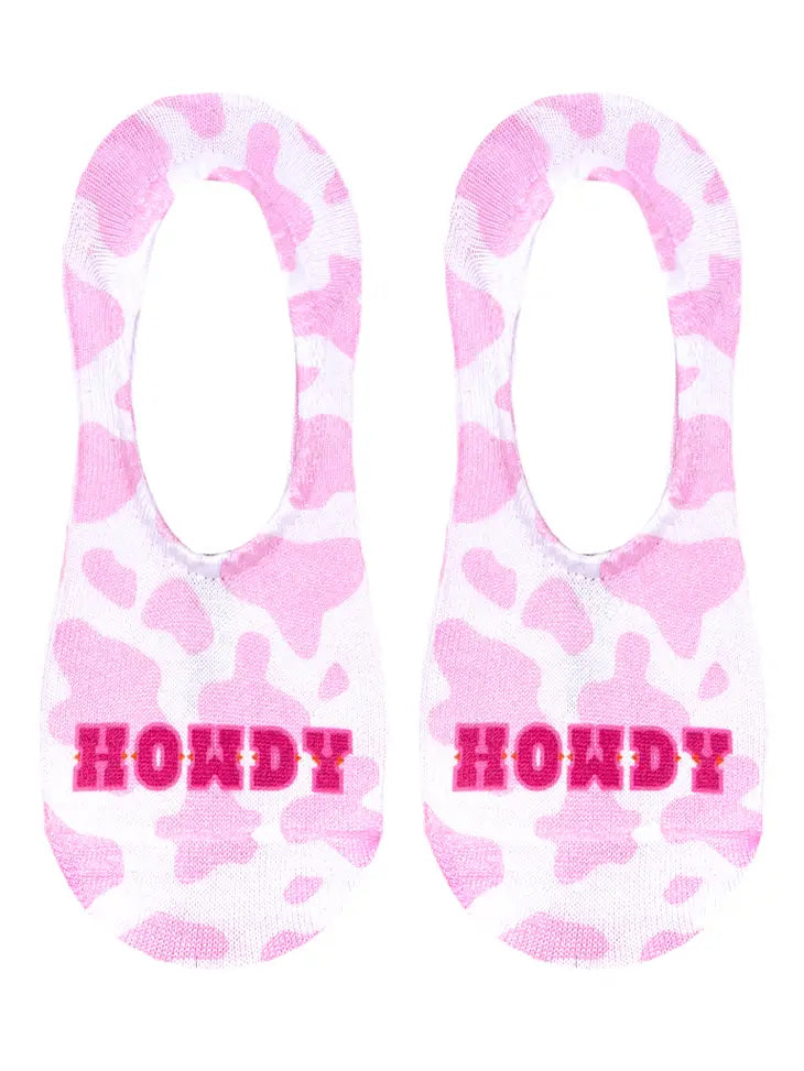 Howdy cow print liner socks