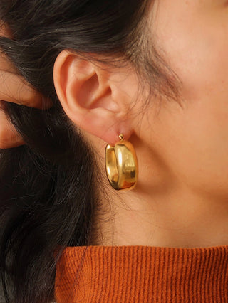 Hunter 18K Gold Non-Tarnish Classic U Hoop Earring-gold