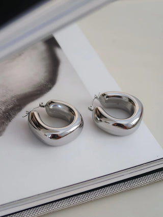 Hunter 18K Gold Non-Tarnish Classic U Hoop Earring-silver