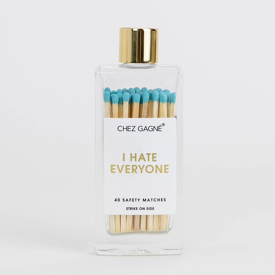 I Hate Everyone - Glass Bottle Matches - Teal