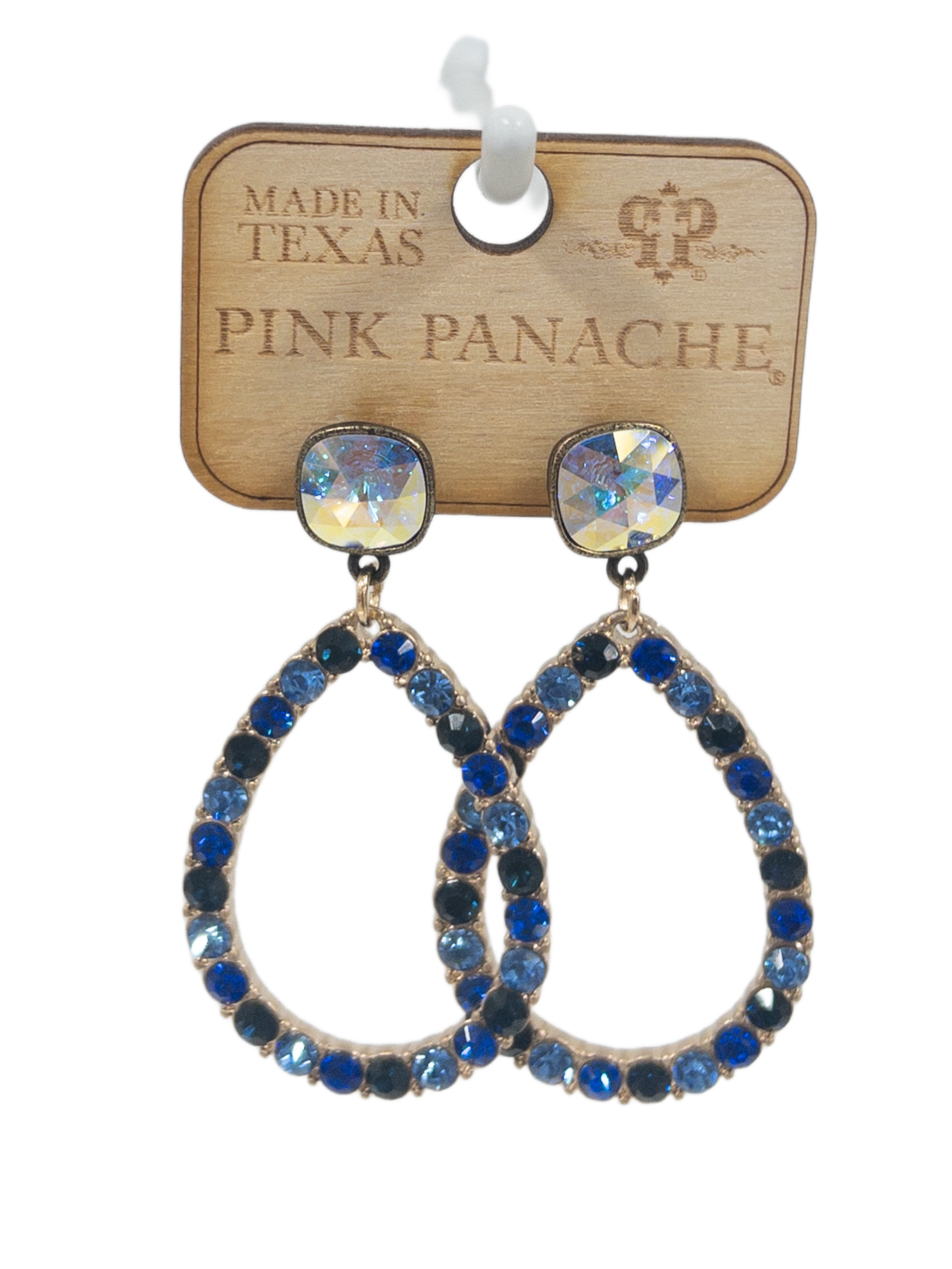 ROYAL NAVY BLUE TEARDROP DANGLES SET PINK PANACHE