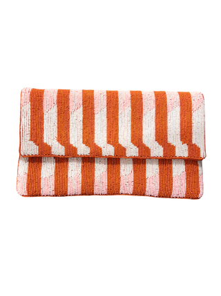 RED WHITE PINK STRIPE CLUTCH LA CHIC