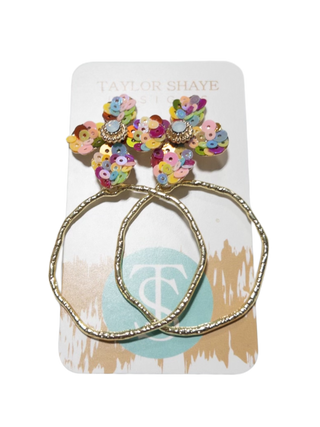 RAINBOW SEQUIN FLOWER HOOPS TAYLOR SHAYE