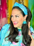 SQUARE BRIANNA CANNON ICON TURQUOISE BLUE BEADED EARRINGS