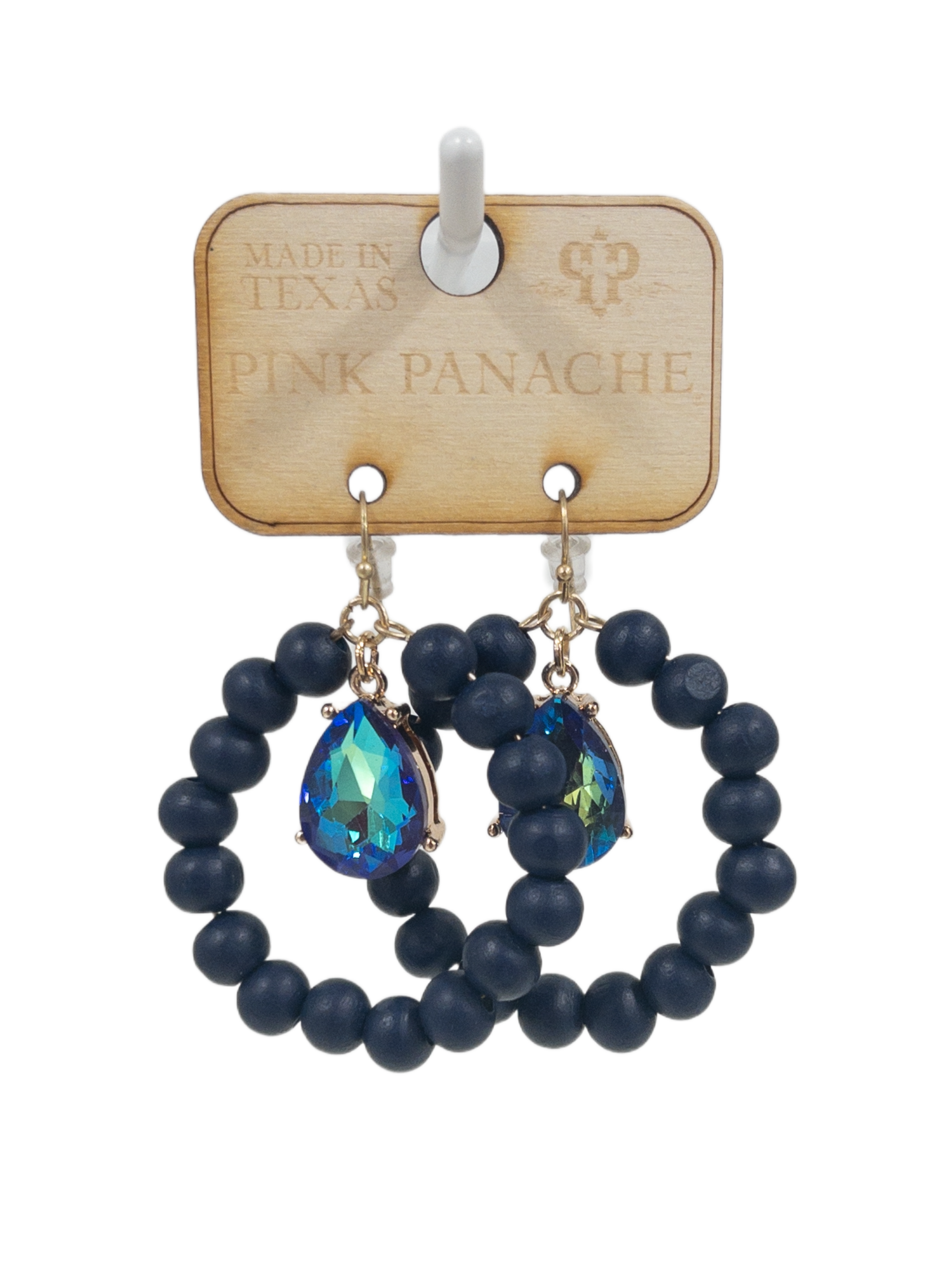 BLUE GREEN SHIFT TEARDROP DANGLES SET PINK PANACHE