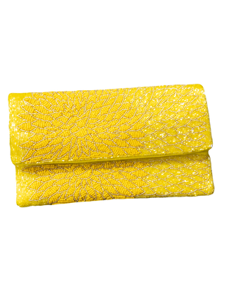 YELLOW FLORAL BURST CLUTCH LA CHIC