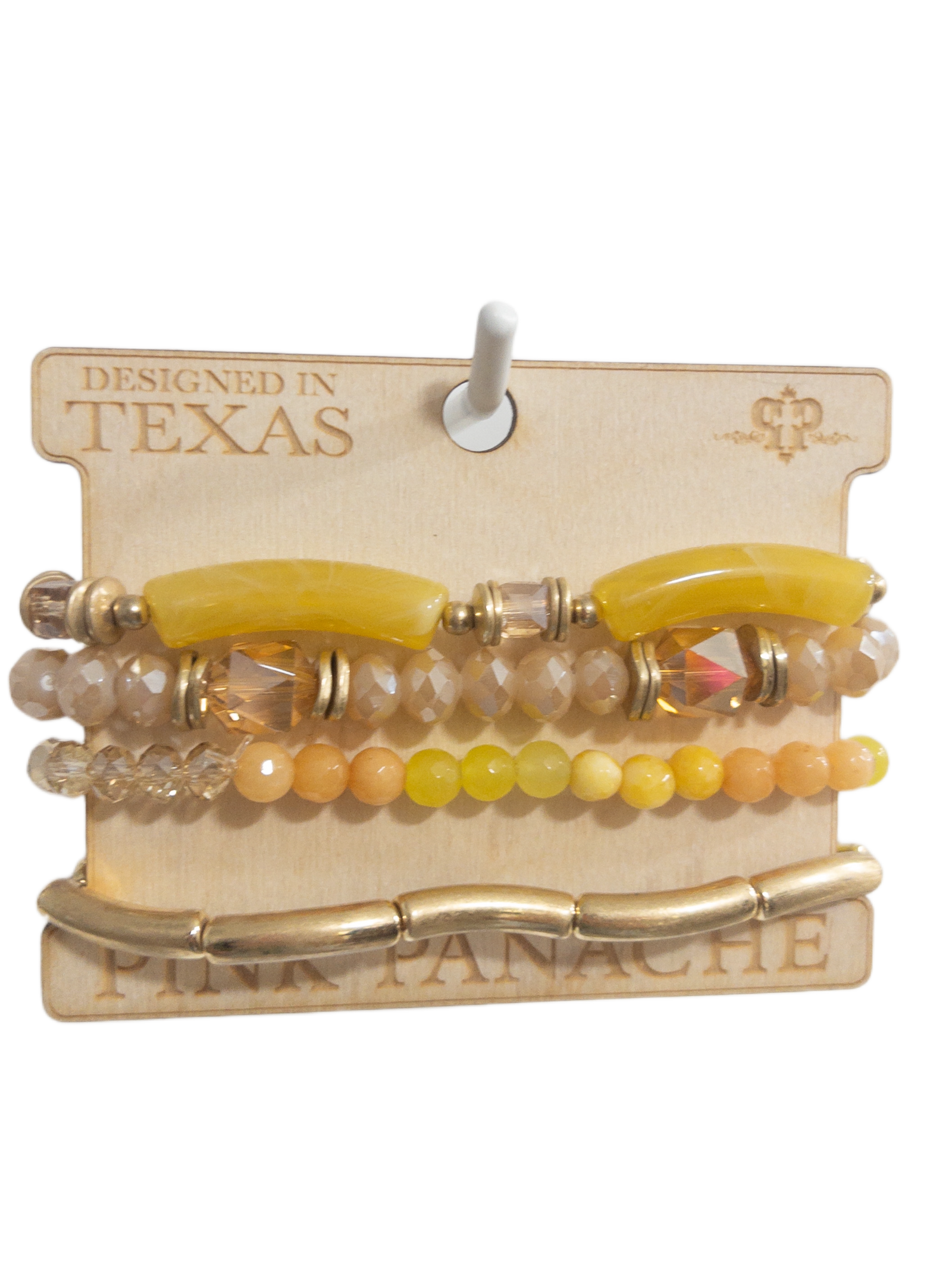 YELLOW ACRYLIC DETAIL BEADS PINK PANACHE BRACELET SET