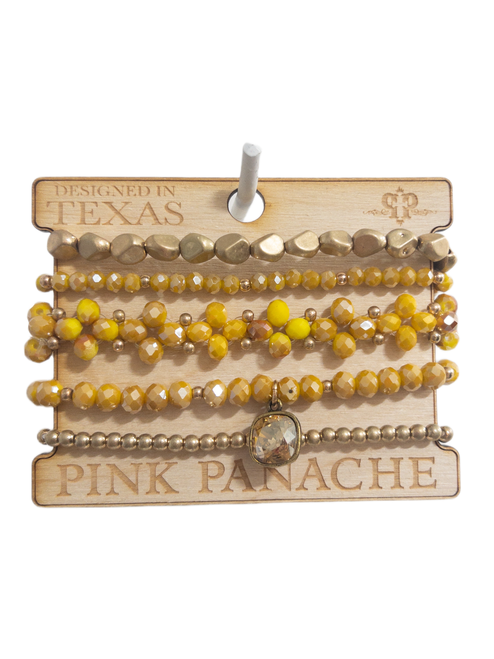 YELLOW FLORAL DETAIL PINK PANACHE BRACELET SET