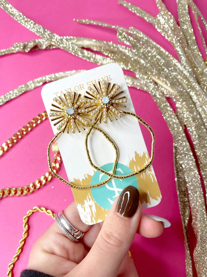 OPAL SUNBURST PEARL DETAIL HOOPS TAYLOR SHAYE