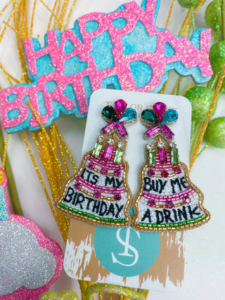 ITS MY BIRTHDAY BEADED EARRINGS