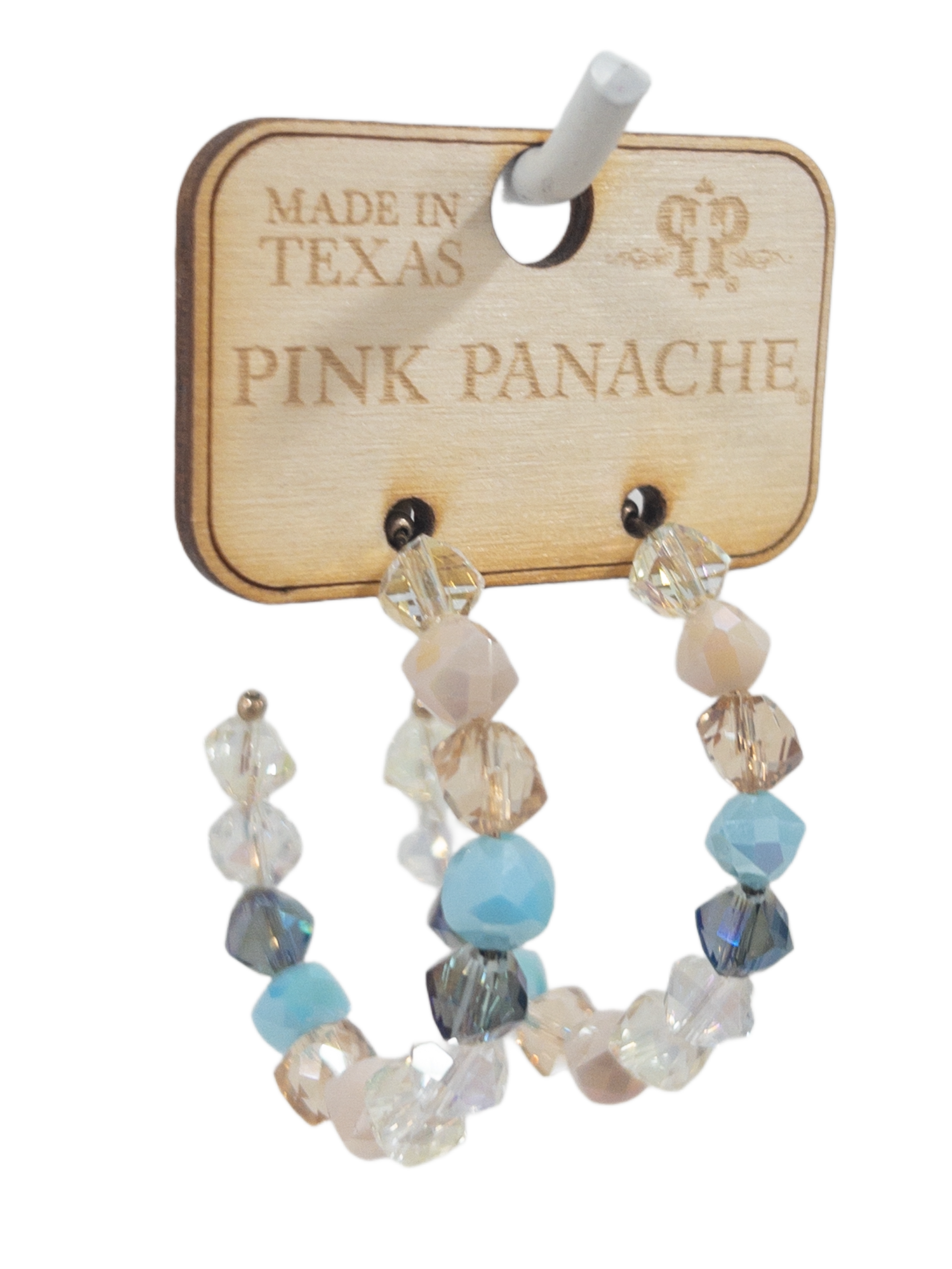 SEA BLUE CIRCLE BEADED HOOPS SET PINK PANACHE