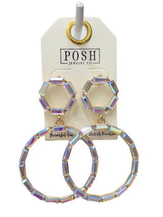 POSH IRIDESCENT DROP MIRRORBALL DANGLES