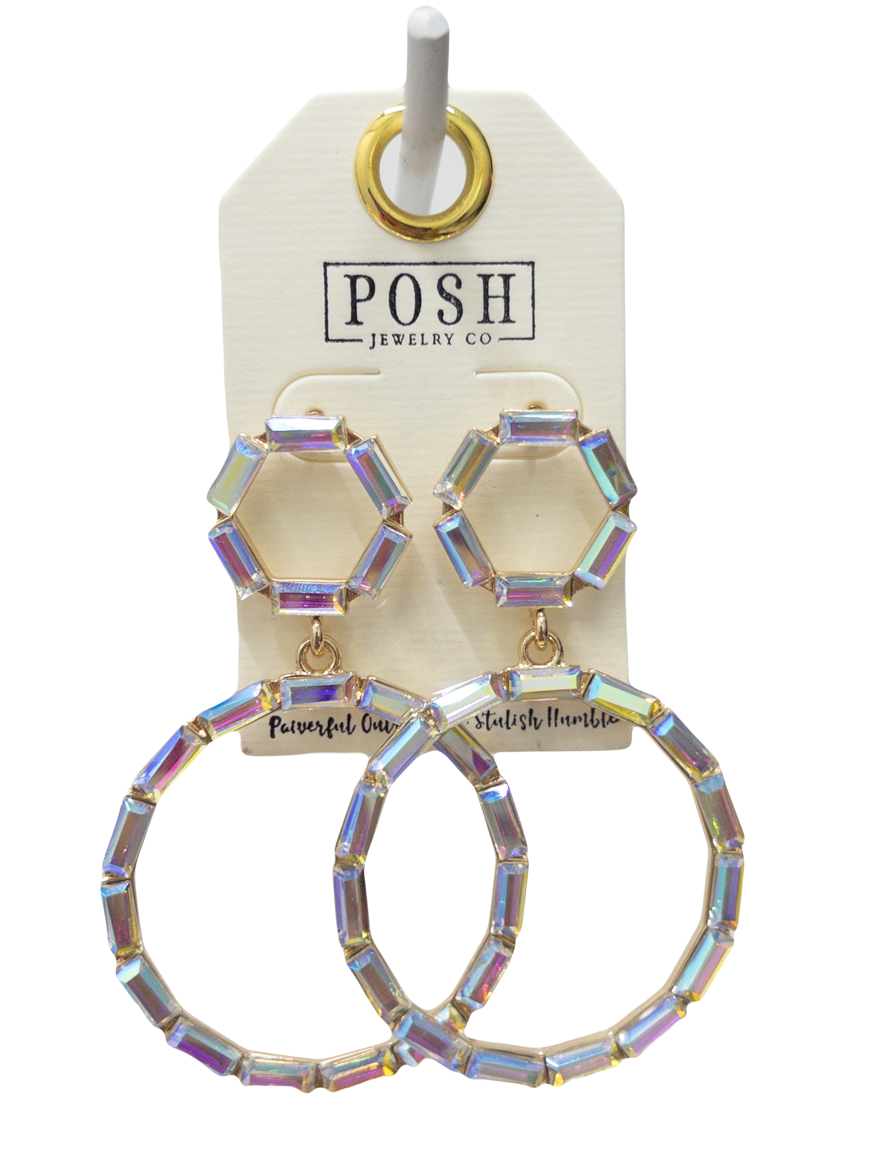 POSH IRIDESCENT DROP MIRRORBALL DANGLES